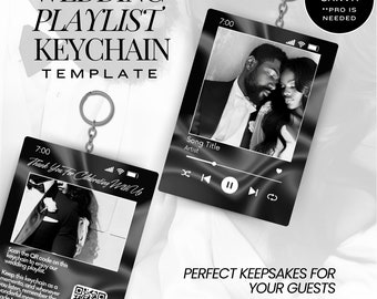Wedding Playlist Keychain Template: Custom QR Code Favor (Digital Product)