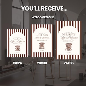 Pilates Welcome Sign Template | Mats & Martinis Birthday Party | Printable Party Decor | Digital Download