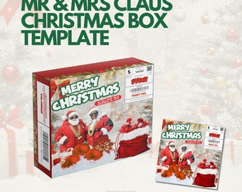 Editable Christmas Box Template, Customizable Xmas Packaging (Digital Download)
