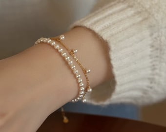 Pearl Bracelet, Stacking Bracelet, Pearl Jewelry, Freshwater Pearl Bracelet, Minimalist Bracelet, Dainty Bracelet, Matching Bracelet