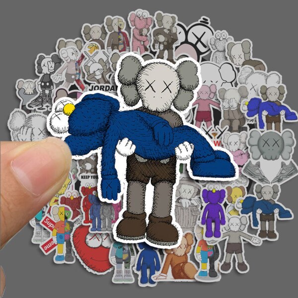 50 PCS Waterproof Sticker Pack, Laptop Sticker,  KAWS Sticker,  Water Bottle sticker,  Luggage Sticker, Guitar Sticker, Noteboard Sticker