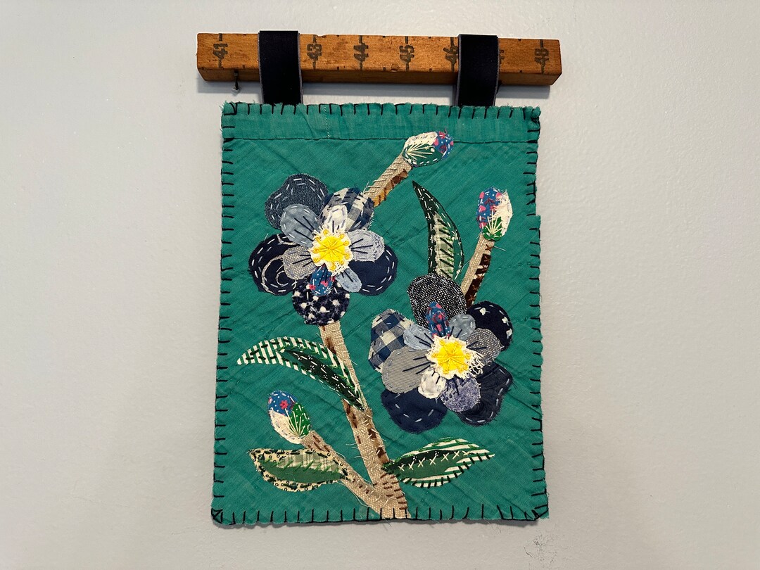 Slow Stitched Wall Hanging Hand Stitching Fabric Art Etsy