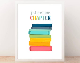 Just One More Chapter Print: Colorful Books, Reading Corner (Digital Download)