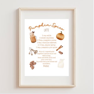 Pumpkin Spice Latte Recipe Art Print (Digital Download)