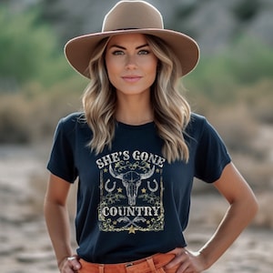 SHES GONE  COUNTRY Western Vibes, Country Music Tshirt, Nashville, Tennessee, Gift, Made In uk, Cowgirl, Horse, Rodeo, Retro