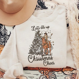 CHRISTMAS CHEER JUMPER, Let’s Stir Up Some Christmas Cheer Sweater, Horse, Cowboy, Cowgirl, Country Music, Nashville, Western Vibes, Gift