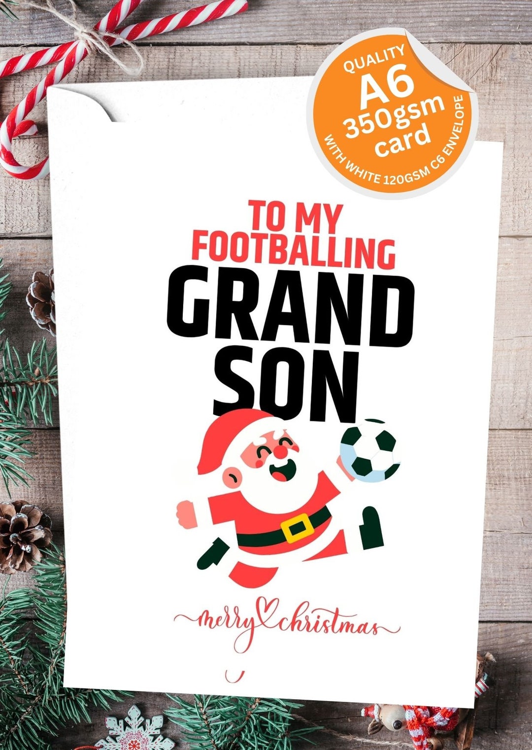 Grandson Football Christmas Card Footballing Grandson Xmas Etsy