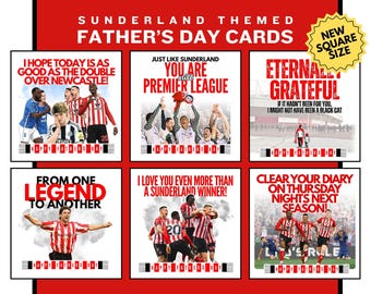 Sunderland Themed Father's Day Cards | 6 Unique & Exclusive Designs | 148mm (6") square