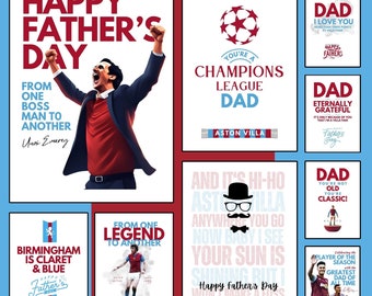 Aston Villa FC Father's Day Greeting Cards | A6 cards | Choose From 9 Unique & Exclusive Designs
