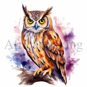Owl Clipart | 10 High Quality JPGs | Digital download | Card Making | Owl Print | Digital Paper Craft | Watercolour Painting | Nursery Art