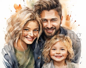 Family Clipart | 10 High Quality JPGs | Instant Digital Download | Father Clipart | Mother Clipart | Parenting Clipart, Happy Family Clipart