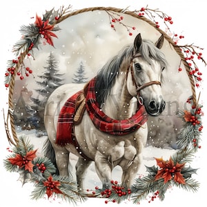 Clipart de cavalos de Natal | 10 JPGs de alta qualidade | Download digital | Clipart de Natal | Fabricação de cartões | Registro no diário | Livros de Memória | Clipart