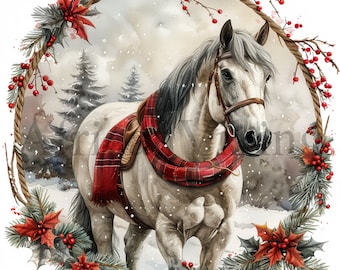 Christmas Horses Clipart | 10 High Quality JPGs | Digital download | Christmas Clipart | Card Making | Journaling | Memory Books | Clip Art