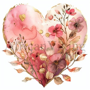 Pink Gold Hearts Clipart | 10 High Quality Jpgs | Digital Download ...