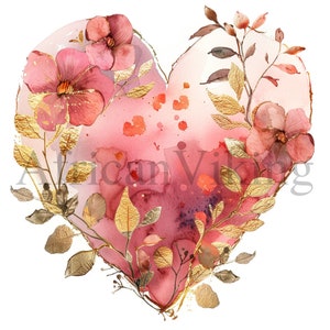 Pink Gold Hearts Clipart | 10 High Quality Jpgs | Digital Download ...