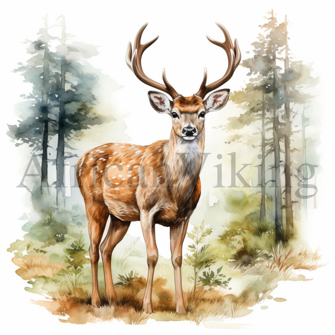 Vintage Deers Clipart | 10 High Quality Jpgs | Digital Download