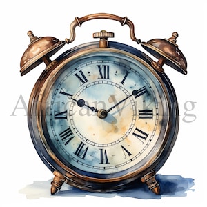 Altmodische Wecker Clipart | 10 hochwertige JPGs | Digitaler Download | Retro Uhr Clipart | Antike Uhr Clipart | Wecker
