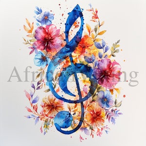Aquarell Musiknoten Clipart | 10 hochwertige JPGs | Digitaler Download | Lebendiges Aquarell | Journaling | Kartenherstellung | Scrapbooking
