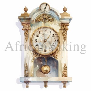 Old Fashioned Clock Clipart | 10 High Quality JPGs | Digital Download | Antique Clock Clipart | Retro Clock Clipart | Old Fashioned Clock