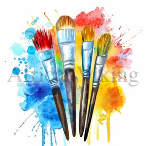 Imágenes prediseñadas de pinceles de pintura de acuarela, 10 JPG de alta calidad, Descarga digital, Fabricación de tarjetas, Arte de papel digital, Imágenes prediseñadas, Imágenes prediseñadas de pinceles