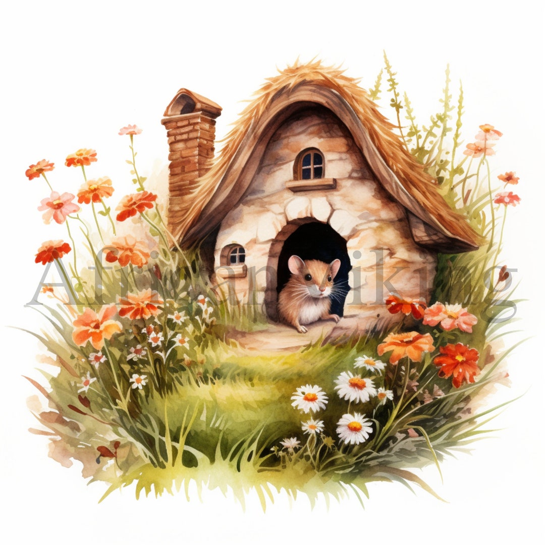 Mouse House Clipart: Cottagecore Jpgs for Scrapbooking (digital ...