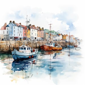 Clipart porto britannico / 10 JPG di alta qualità / Download digitale / Scrapbooking / Creazione di biglietti / Artigianato di carta / Uso commerciale / Tecnica mista