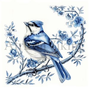 Blue Delft Birds Clipart / 10 JPGs de alta calidad / Descarga digital / Ilustración vintage / Bird Clipart / Digital Paper Craft / Dutch Tile