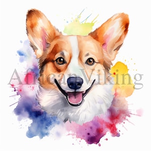 Clipart Corgi | 10 fichiers JPG de haute qualité | Téléchargement numérique | Fabrication de cartes | Journalisation | Agenda numérique | Aquarelle de chien, Scrapbooking, Clipart