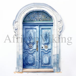Portes méditerranéennes des cliparts | 10 fichiers JPG de haute qualité | Téléchargement numérique instantané | Fabrication de cartes | Art pour chambre d'enfant, créations numériques en papier, scrapbooking