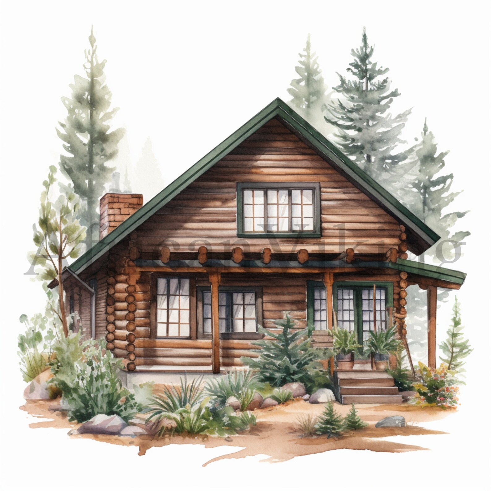 Rustic Cabin Clipart 10 High Quality Jpgs Digital Download Card Making