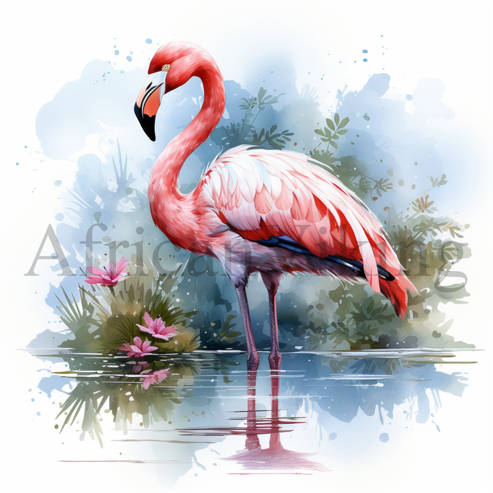 Watercolor Flamingo Clipart | Tropical Bird Jpgs (digital Download) - Etsy
