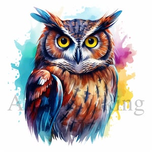 Watercolor Owl Clipart | 10 High Quality JPGs | Digital download | Owl Print | Digital Paper Craft | Nursery Art | Card Making | Clip Art