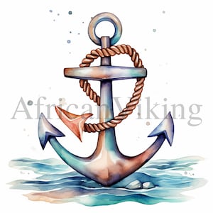 Clipart ancre | Lot de cliparts ancre nautique | 10 fichiers JPG de haute qualité | Art maritime | Téléchargement numérique | Imprimables | Utilisation commerciale