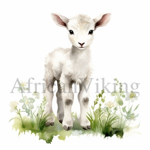 Baby Lamb Clipart | 10 High Quality JPGs | Instant Digital Download | Card Making | Cute Animal Clipart | Nursery Art | Digital Paper Craft