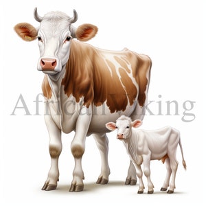 Clipart vache et veau | 10 fichiers JPG de haute qualité | Téléchargement numérique instantané | Art pour chambre d&#39;enfant | Fabrication de cartes | Clipart | Vache mignonne | Créations numériques en papier