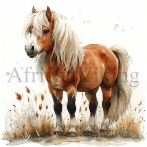 Pony Clipart | 10 hochwertige JPGs | Digitaler Download | Kinderzimmer Kunst | Kartengestaltung | Niedliches Pony-Druck | Digitales Papiermodell | Scrapbooking