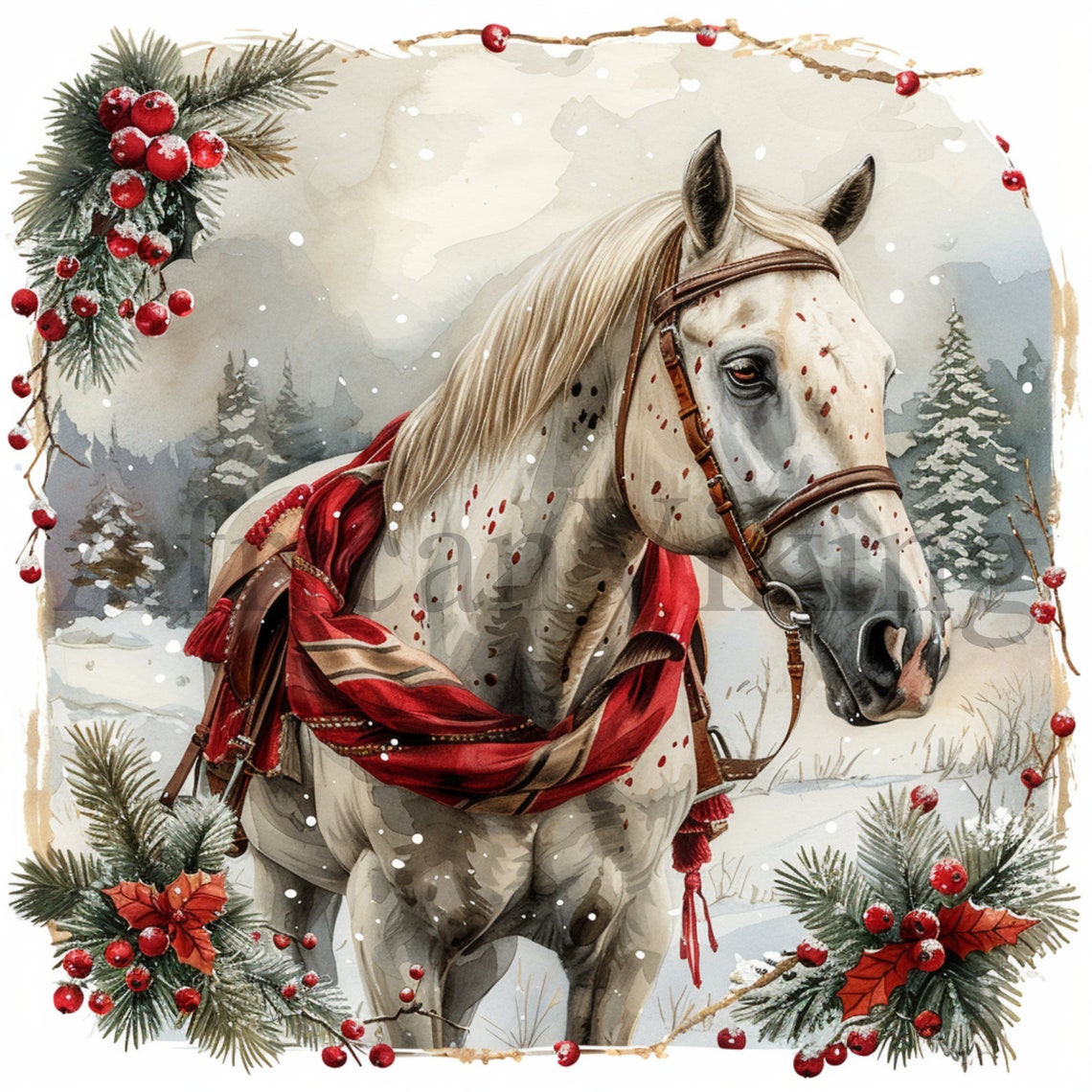 Christmas Horses Clipart | 10 High Quality Jpgs | Digital Download ...
