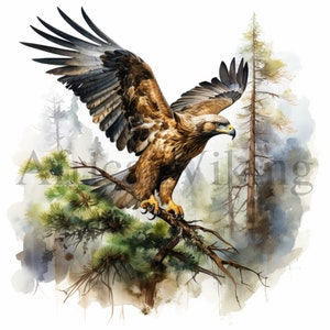 Steinadler Clipart | 10 hochwertige JPGs | Digitaler Download | Kinderzimmer Kunst | Tier Clipart | Kartengestaltung | Digitales Papiermodell | Clip Art