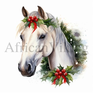 Christmas Horses Clipart | 10 High Quality Jpgs | Digital Download ...