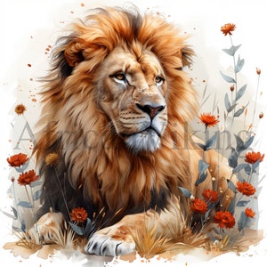 Clipart Lion | 10 fichiers JPG de haute qualité | Art pour chambre d'enfant | Téléchargement numérique instantané | Créations numériques en papier | Fabrication de cartes | Clipart animal mignon