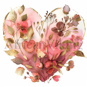 Pink Gold Hearts Clipart | 10 High Quality Jpgs | Digital Download ...