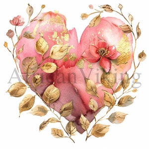 Pink Gold Hearts Clipart | 10 High Quality Jpgs | Digital Download ...