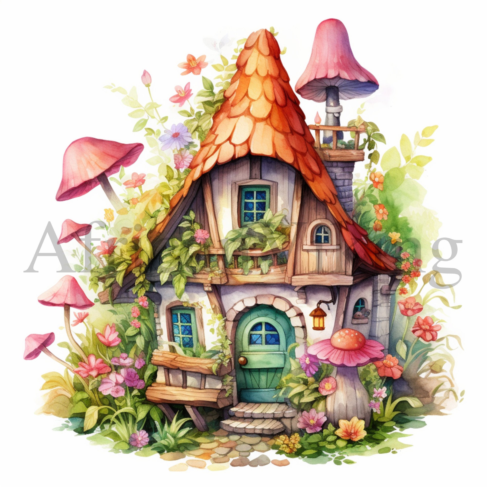 Gnome House Clipart | 10 High Quality JPGs | Instant Digital Download | Card Making | Cute Gnome Clipart | Digital Paper Craft | Nursery Art