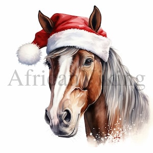 Clipart chevaux de Noël | 10 fichiers JPG de haute qualité | Téléchargement numérique | Fabrication de cartes | Journalisation | Clipart Noël | Livres de souvenirs | Clipart