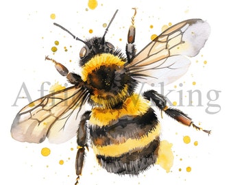 Buzzing Bees Clipart / 10 JPG de alta calidad / Descarga digital / Técnica mixta / Fabricación de tarjetas / Bee Clipart / Digital Paper Craft / Clip Art