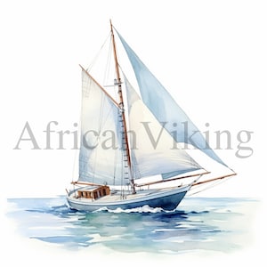 Sailboat Clipart | 10 High Quality JPGs | Digital Download | Sea Art | Sailboat Print | Digital Paper Craft | Scrapbook images | Card Making