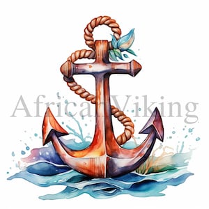 Clipart ancre | 10 fichiers JPG de haute qualité | Téléchargement numérique | Utilisation commerciale | Art maritime | Imprimables | Lot de cliparts ancre nautique