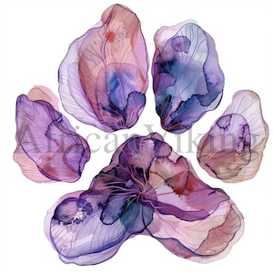Blumen Pfotenabdrücke Clipart | 10 hochwertige JPGs | Digitaler Download | Scrapbooking | Frühlingsblumen | Aquarell | Journaling | Kartenherstellung
