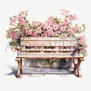 Aquarel bloemenbank clipart | 10 JPG's van hoge kwaliteit | Digitale download | Kaarten maken | Bank clipart | Digitale papierambachten | Kinderkamer kunst