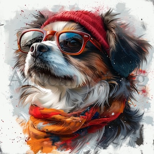 Cool Dogs Clipart | 10 High Quality JPGs | Nursery Art | Digital Download | Clipart | Dogs Clipart | Paper Craft | Card Making | Mixed Media